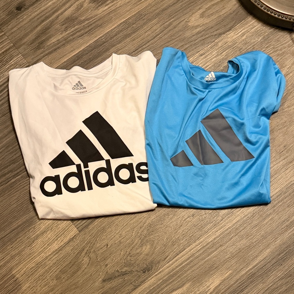 Adidas Kids' White and Light Blue Logo dri-fit